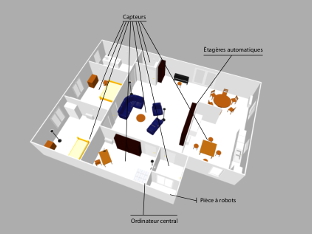 Plan fait en 3D dans le cadre des ateliers J.I.M.I. de Combustible selon les indications des seniors lors de la conception du projet dans les CLAE de la Reynerie @ Toulouse Plan that has been done in 3D within a J.I.M.I. workshop of Combustible, according to senior directions during the project design in the CLAE Reynerie @ Toulouse